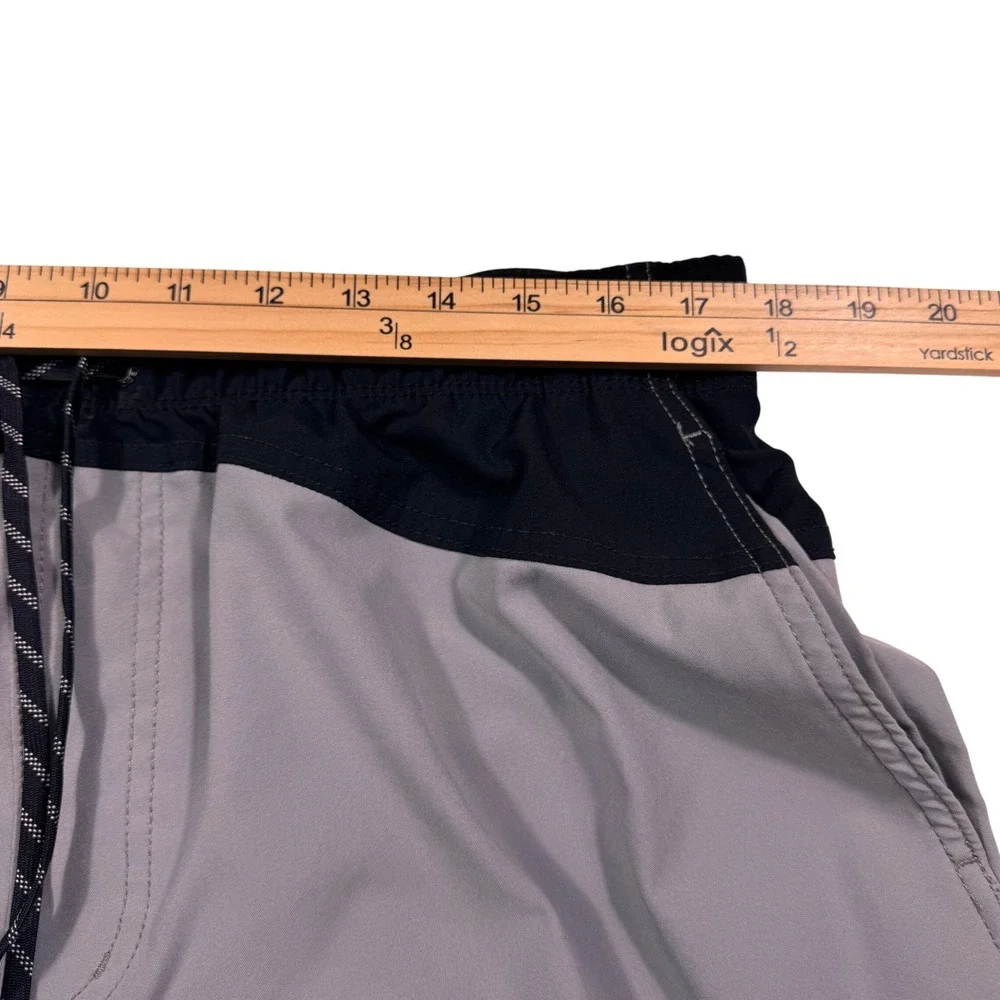 Speedo Mens‎ Grey Black Colorblock Swim Trunks Board Shorts XL Mesh Liner